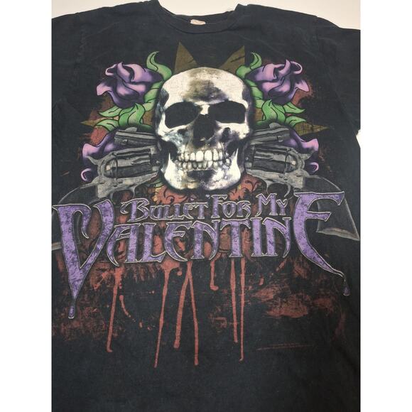 Vintage 2000’s Bullet For My Valentine Grunge Band Skull Tee Shirt Size Small - Picture 1 of 4